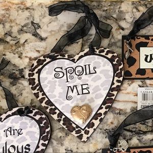 NWT “Spoil Me” animal print w/ gold heart sign